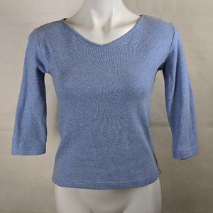 Light Blue Heathered V-Neck Tunic Medium